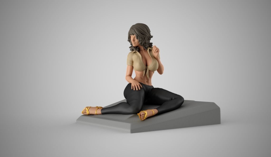 Woman Posing On Hood 3D print model_4