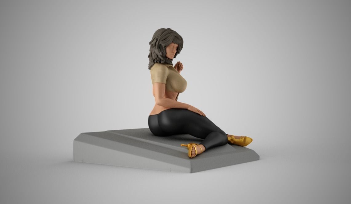 Woman Posing On Hood 3D print model_10