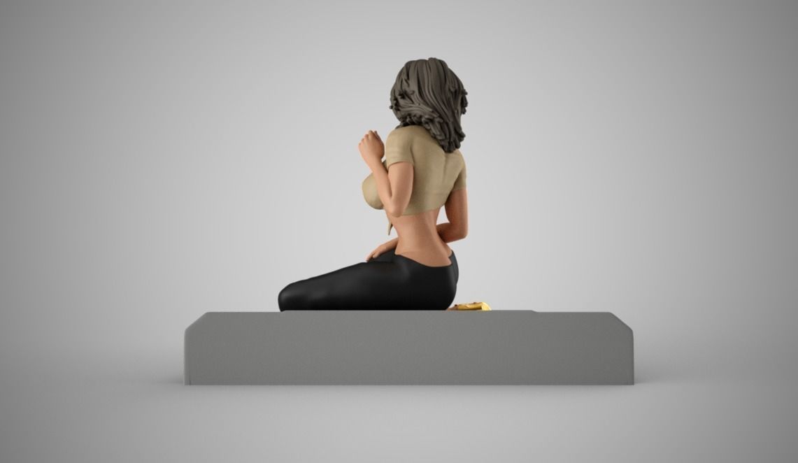 Woman Posing On Hood 3D print model_7