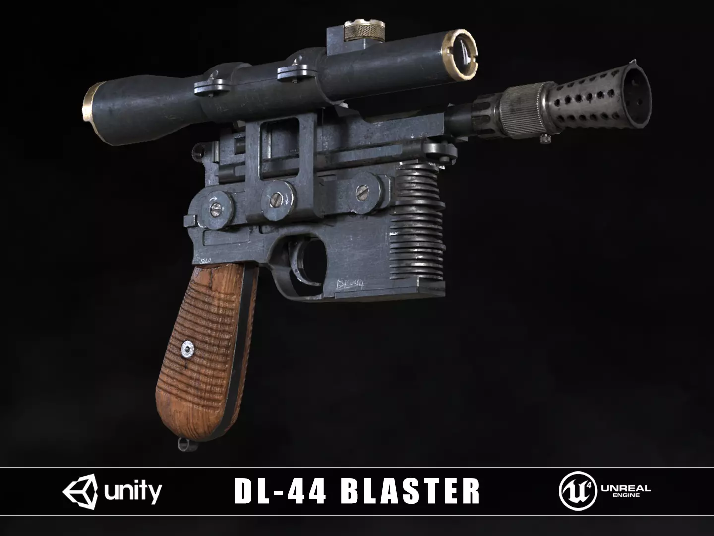 DL-44 Star Wars Blaster Low-poly 3D model_0