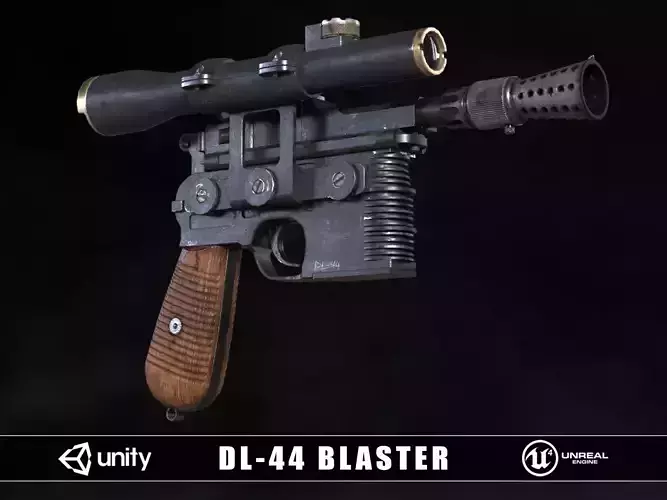 DL-44 Star Wars Blaster Low-poly 3D model