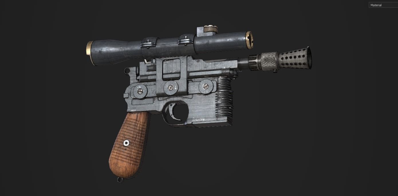 DL-44 Star Wars Blaster Low-poly 3D model_7