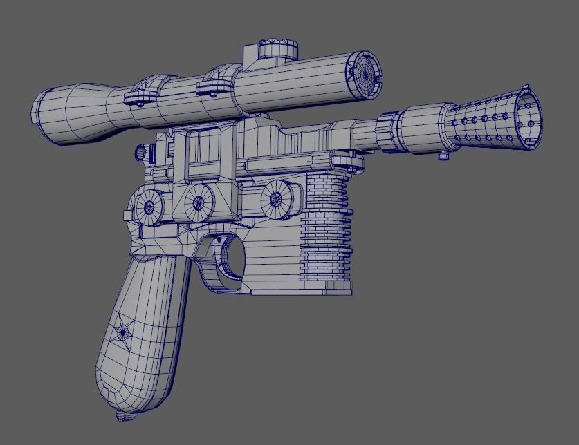 DL-44 Star Wars Blaster Low-poly 3D model_8