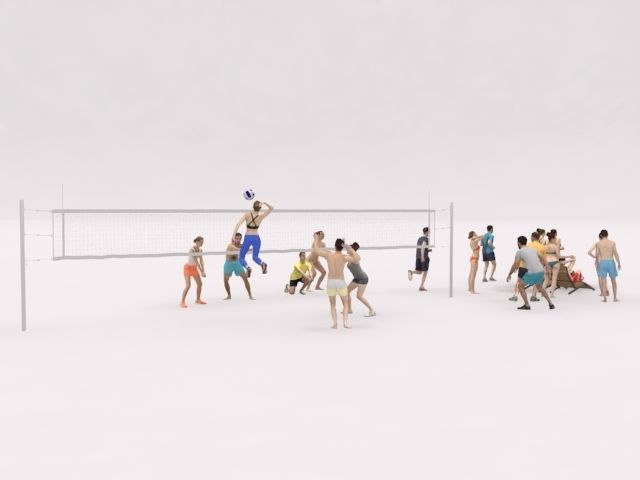 20x 3D PEOPLE LOW POLY SPORT SPORTS BEACH PEOPLE CROWD Low-poly 3D model_6