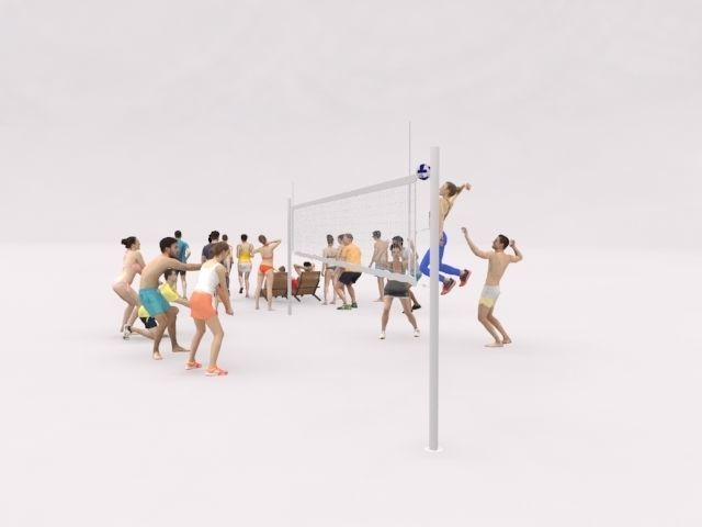 20x 3D PEOPLE LOW POLY SPORT SPORTS BEACH PEOPLE CROWD Low-poly 3D model_5