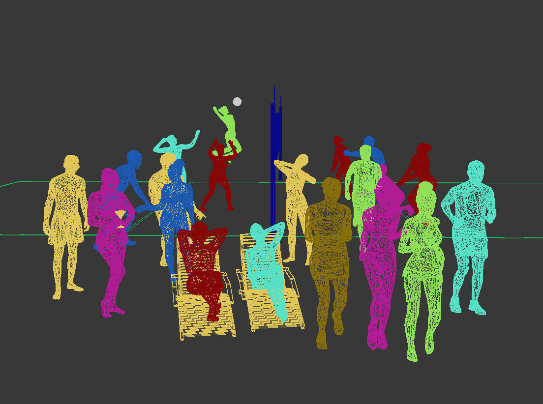 20x 3D PEOPLE LOW POLY SPORT SPORTS BEACH PEOPLE CROWD Low-poly 3D model_8