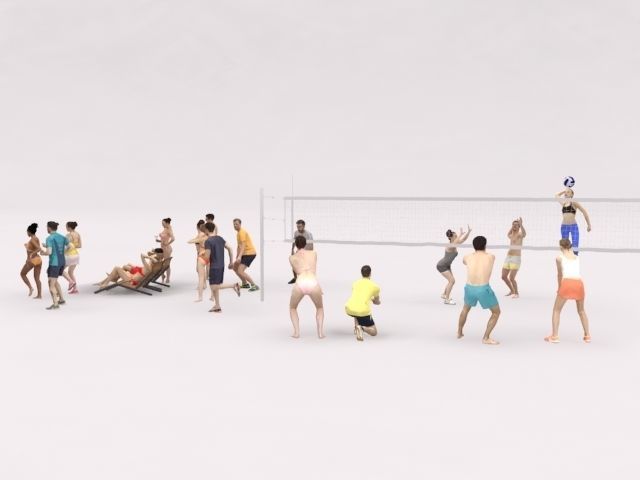 20x 3D PEOPLE LOW POLY SPORT SPORTS BEACH PEOPLE CROWD Low-poly 3D model_4