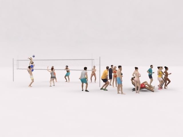 20x 3D PEOPLE LOW POLY SPORT SPORTS BEACH PEOPLE CROWD Low-poly 3D model_7