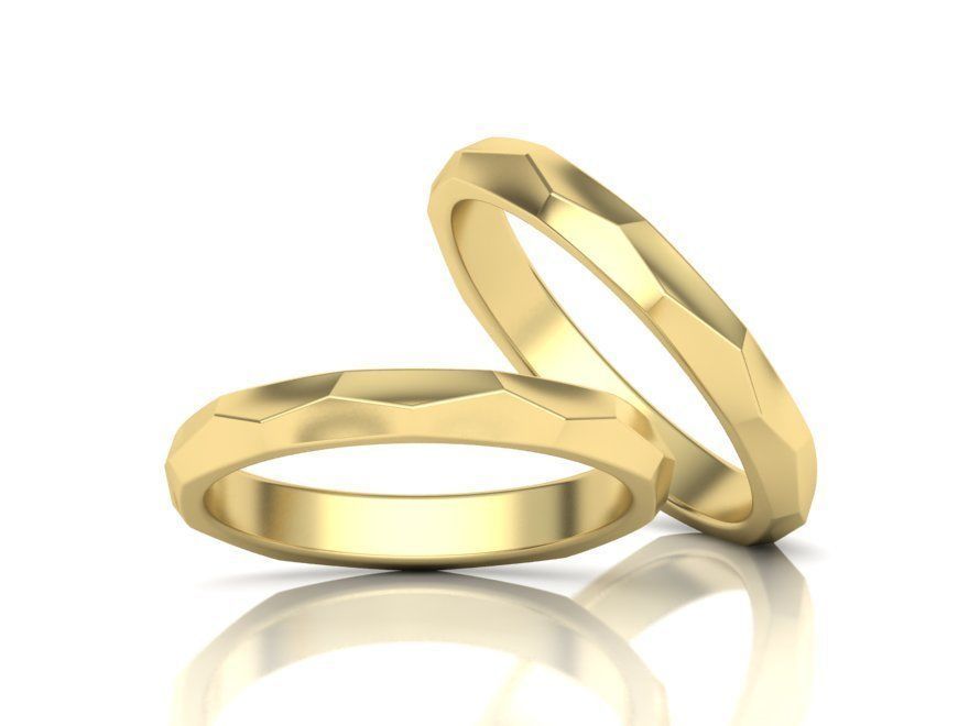 Wedding Set Hammered bands 3d models 3D Model Collection_9