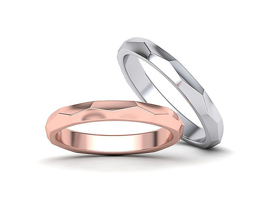 Wedding Set Hammered bands 3d models 3D Model Collection_10