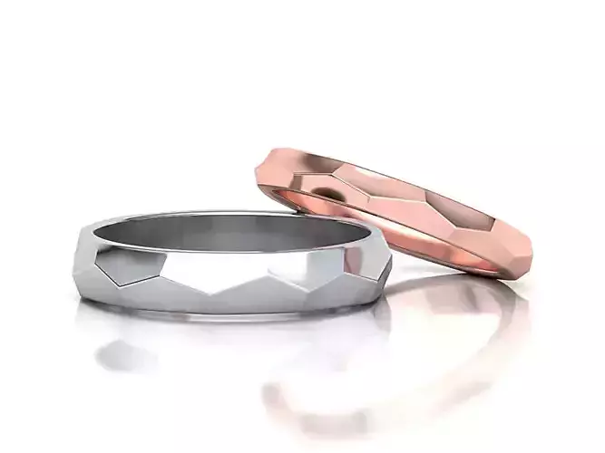 Wedding Set Hammered bands 3d models 3D Model Collection