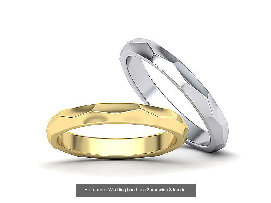Wedding Set Hammered bands 3d models 3D Model Collection_3