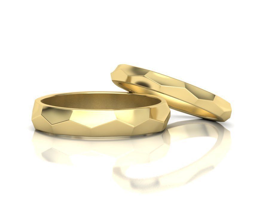 Wedding Set Hammered bands 3d models 3D Model Collection_23
