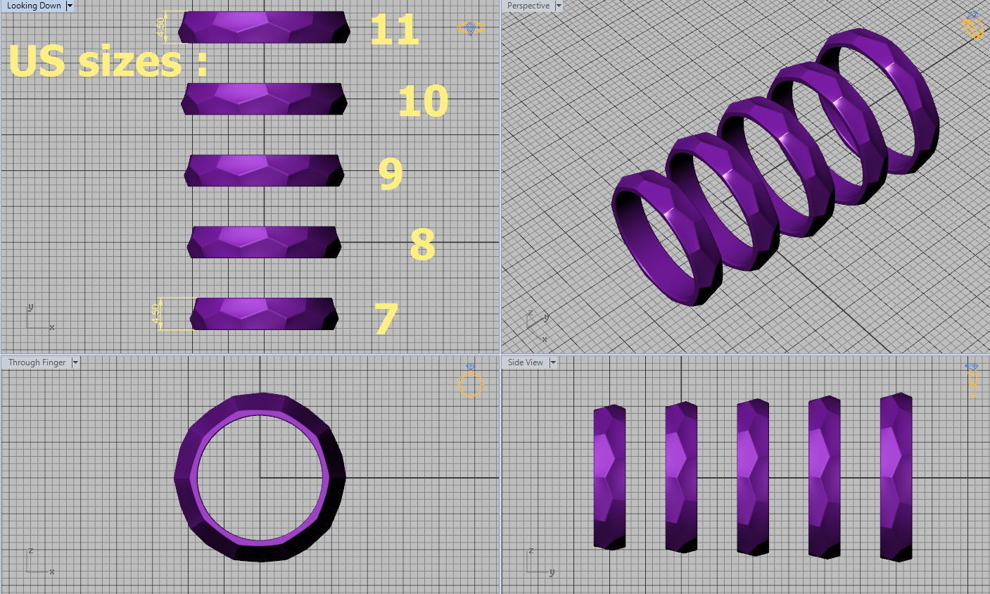 Wedding Set Hammered bands 3d models 3D Model Collection_7