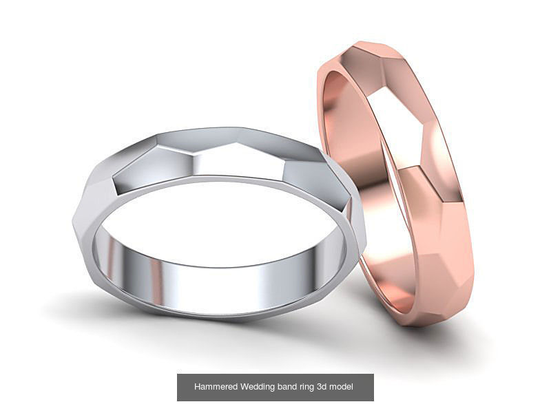 Wedding Set Hammered bands 3d models 3D Model Collection_2