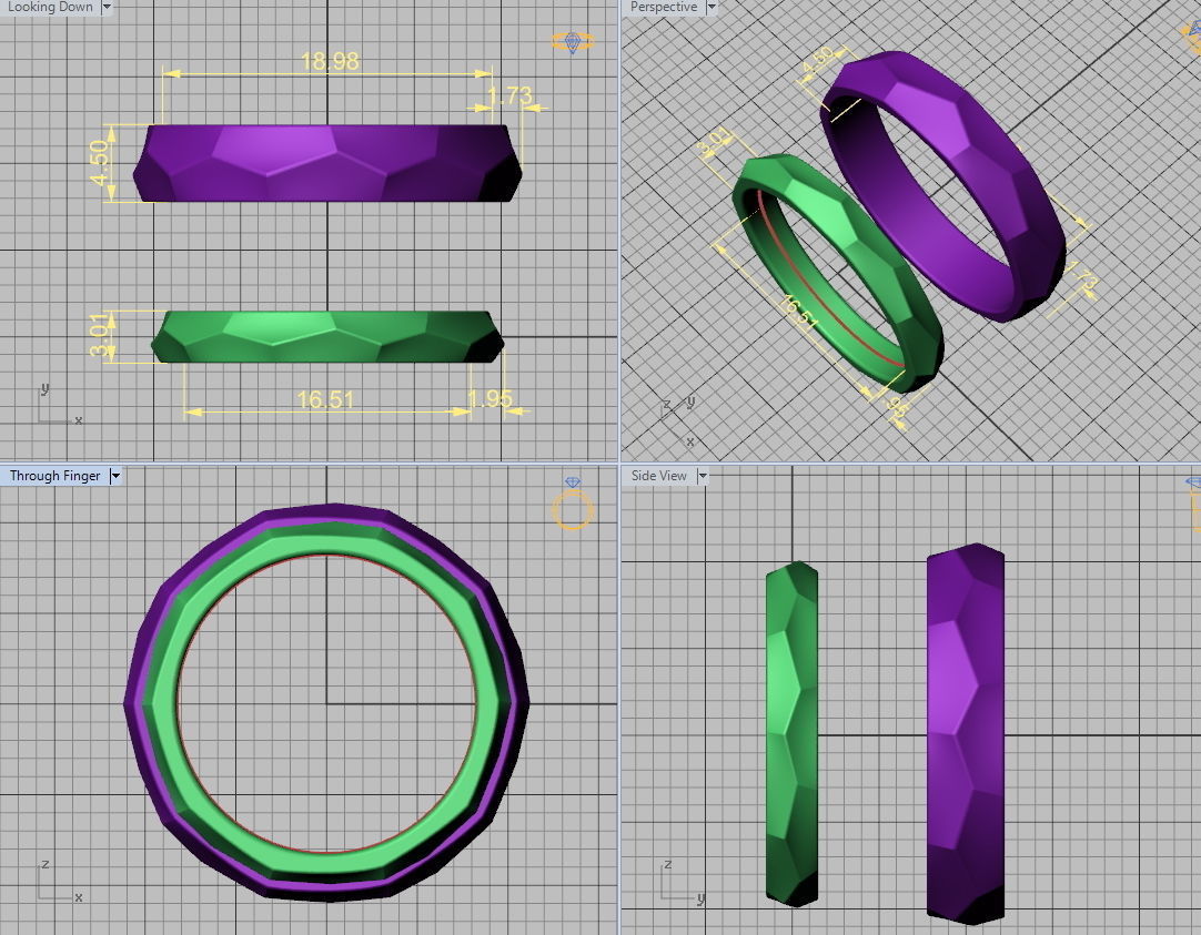 Wedding Set Hammered bands 3d models 3D Model Collection_4