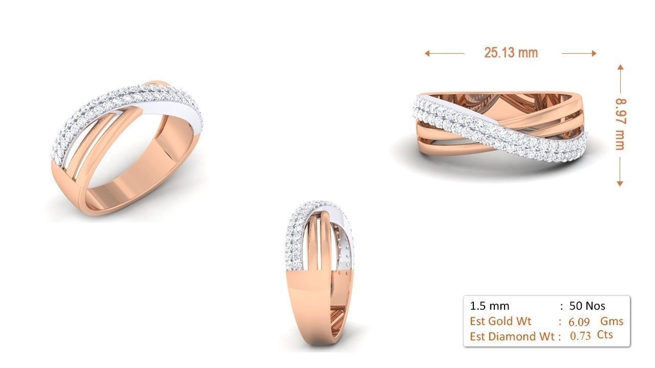 Couple Band Ring 3dm render detail 3D print model_2