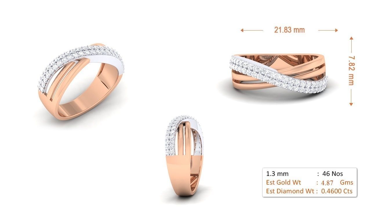 Couple Band Ring 3dm render detail 3D print model_1