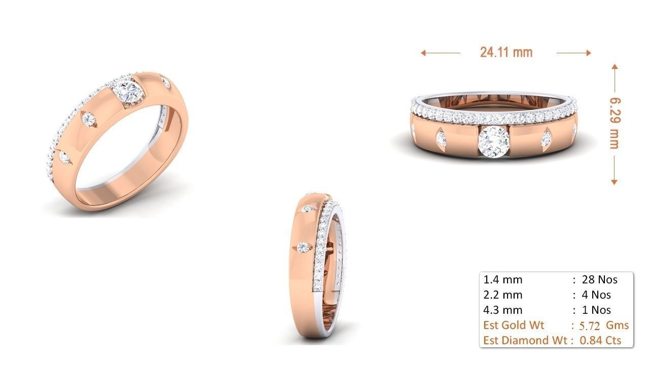 Couple Band Ring 3dm mgx render detail 3D print model_2