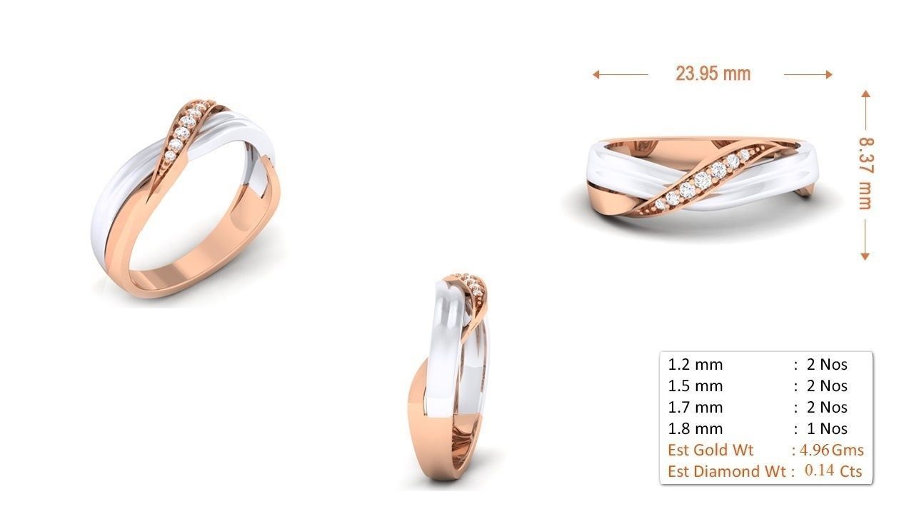 Couple Band Ring 3dm render detail 3D print model_2