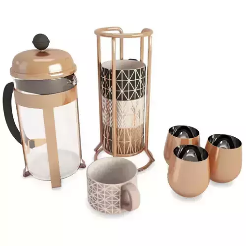 Tableware Copper Coffee Set Bodum 3D model