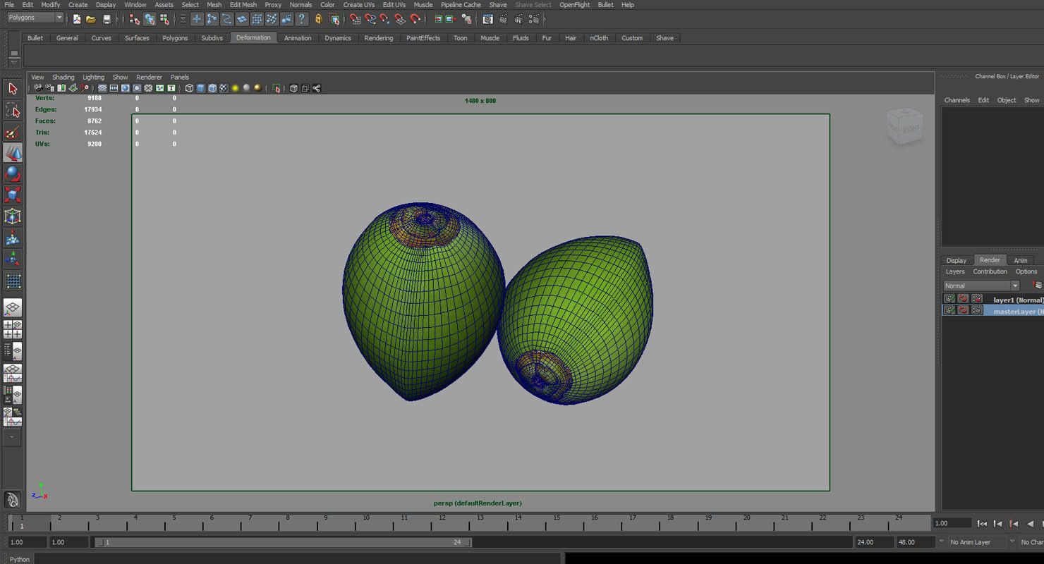 coconut 3d model two fruits 3D model_3
