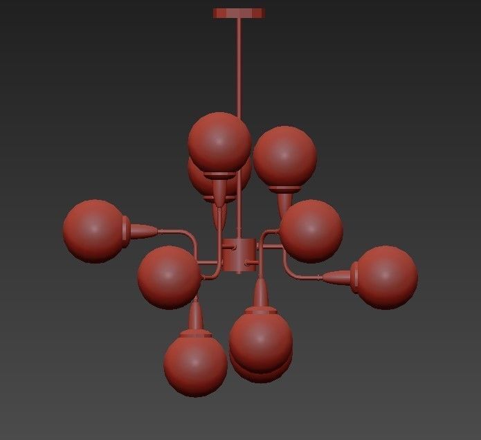 Robertson modern chandelier with brass and balls 3D model_1
