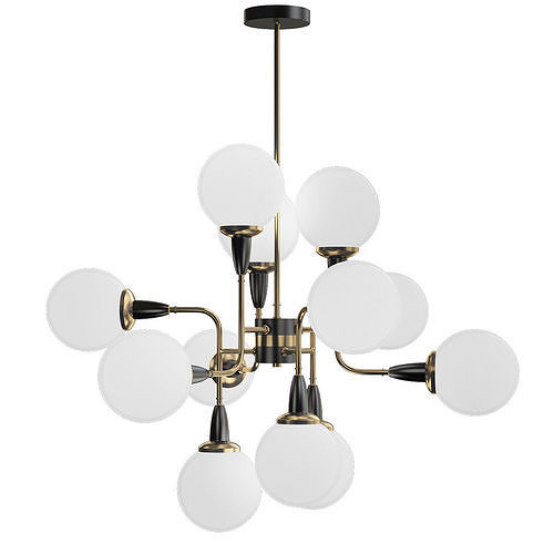 Robertson modern chandelier with brass and balls 3D model