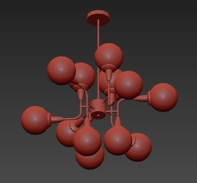 Robertson modern chandelier with brass and balls 3D model_2