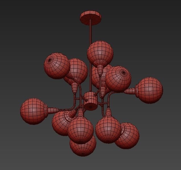 Robertson modern chandelier with brass and balls 3D model_3