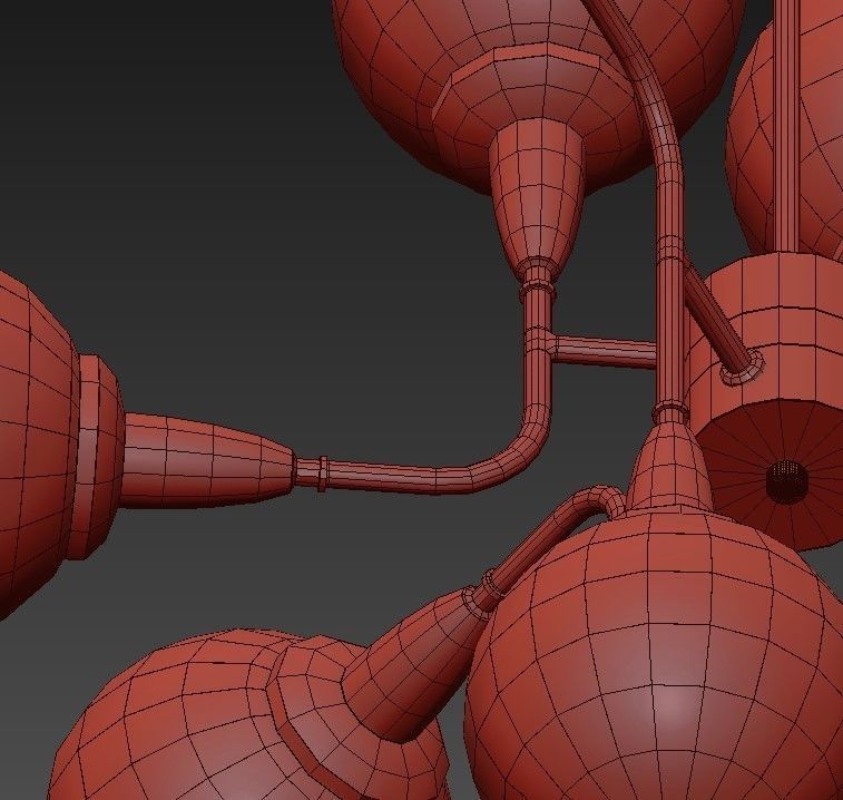 Robertson modern chandelier with brass and balls 3D model_5