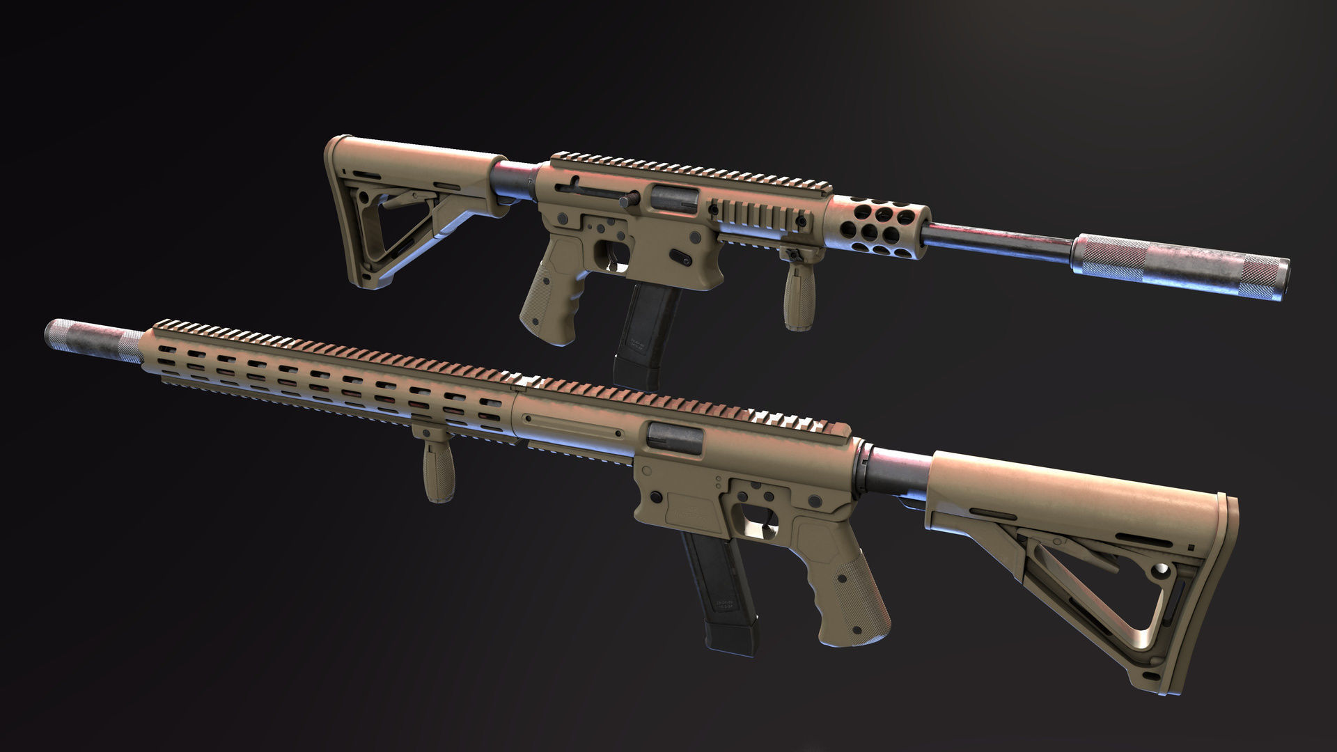 Aero Survival Rifle - Custom Low-poly 3D model_5