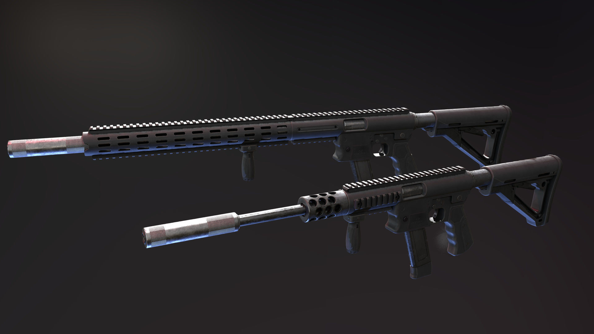 Aero Survival Rifle - Custom Low-poly 3D model_1