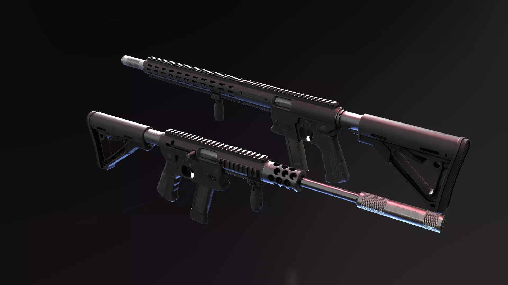 Aero Survival Rifle - Custom Low-poly 3D model_0