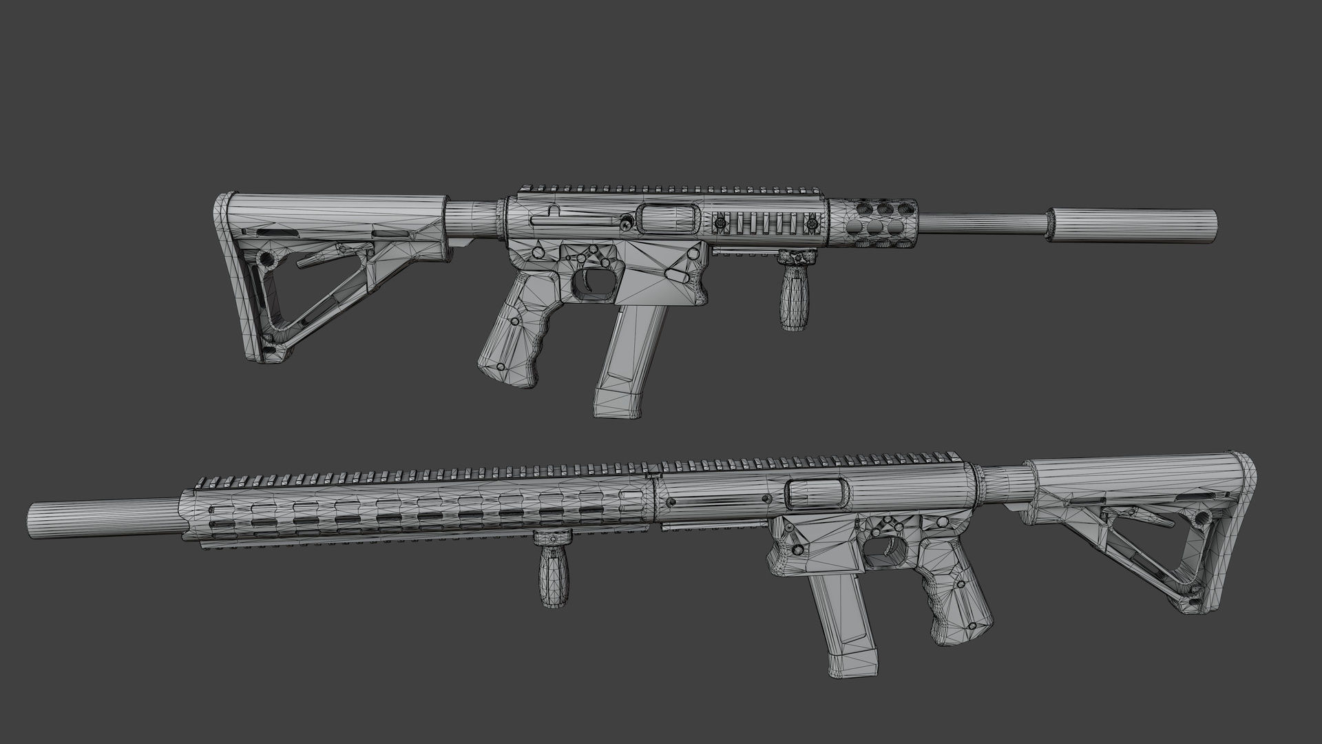 Aero Survival Rifle - Custom Low-poly 3D model_6