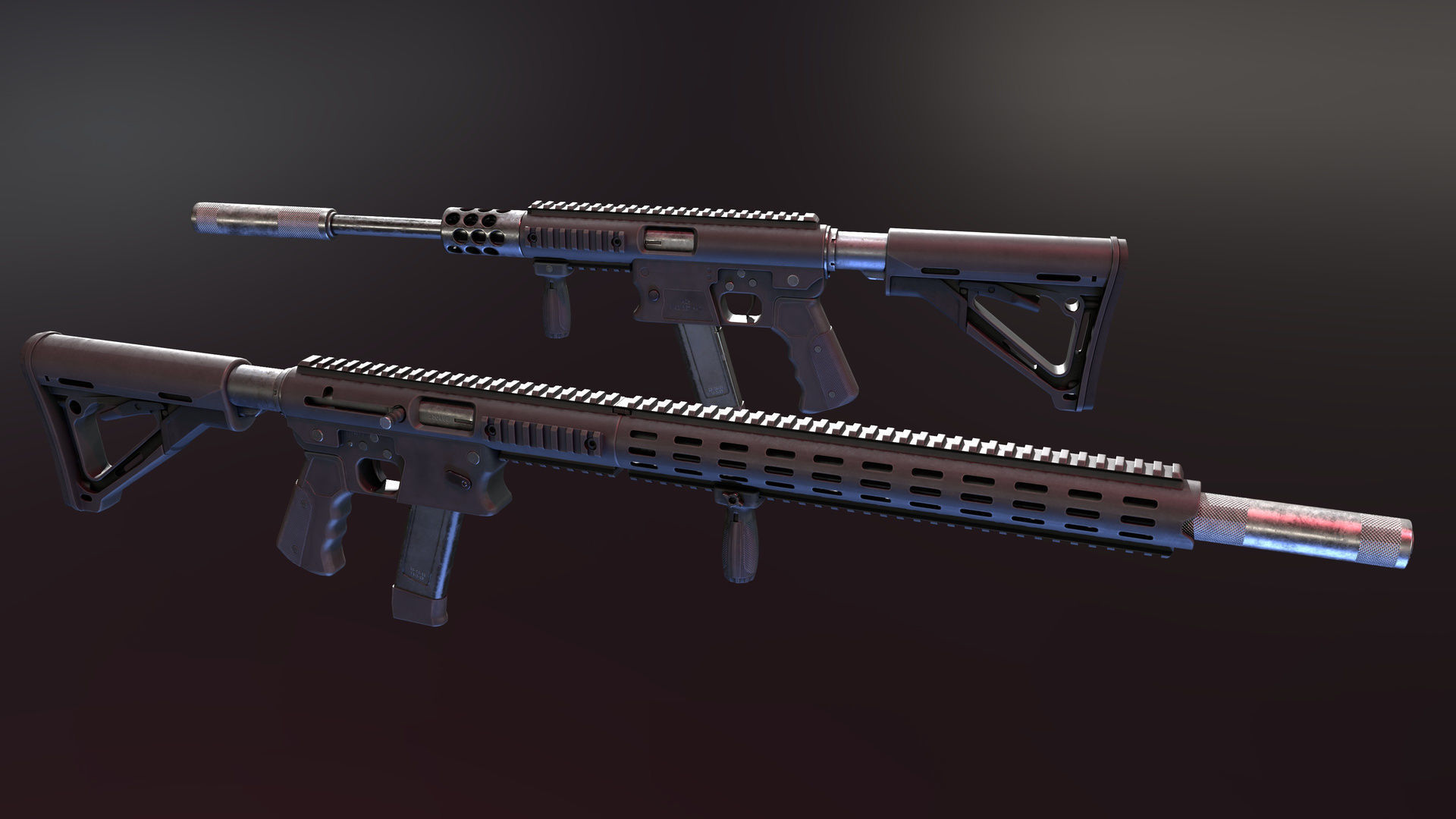 Aero Survival Rifle - Custom Low-poly 3D model_2