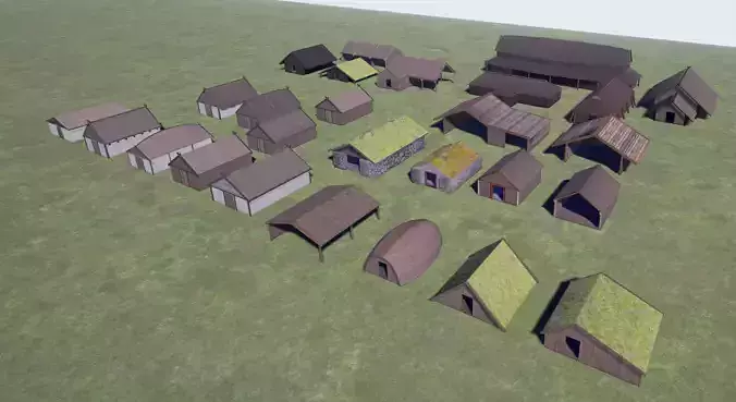 Vikings Norse reallistic architecture pack Low-poly 3D model