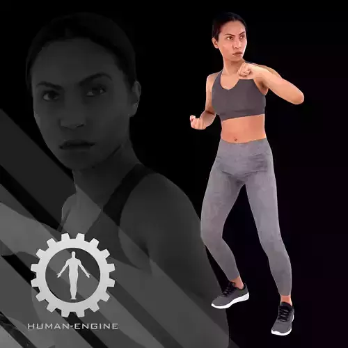 Female Scan - Woman Fighting Pose Calypso 120  Low-poly 3D model