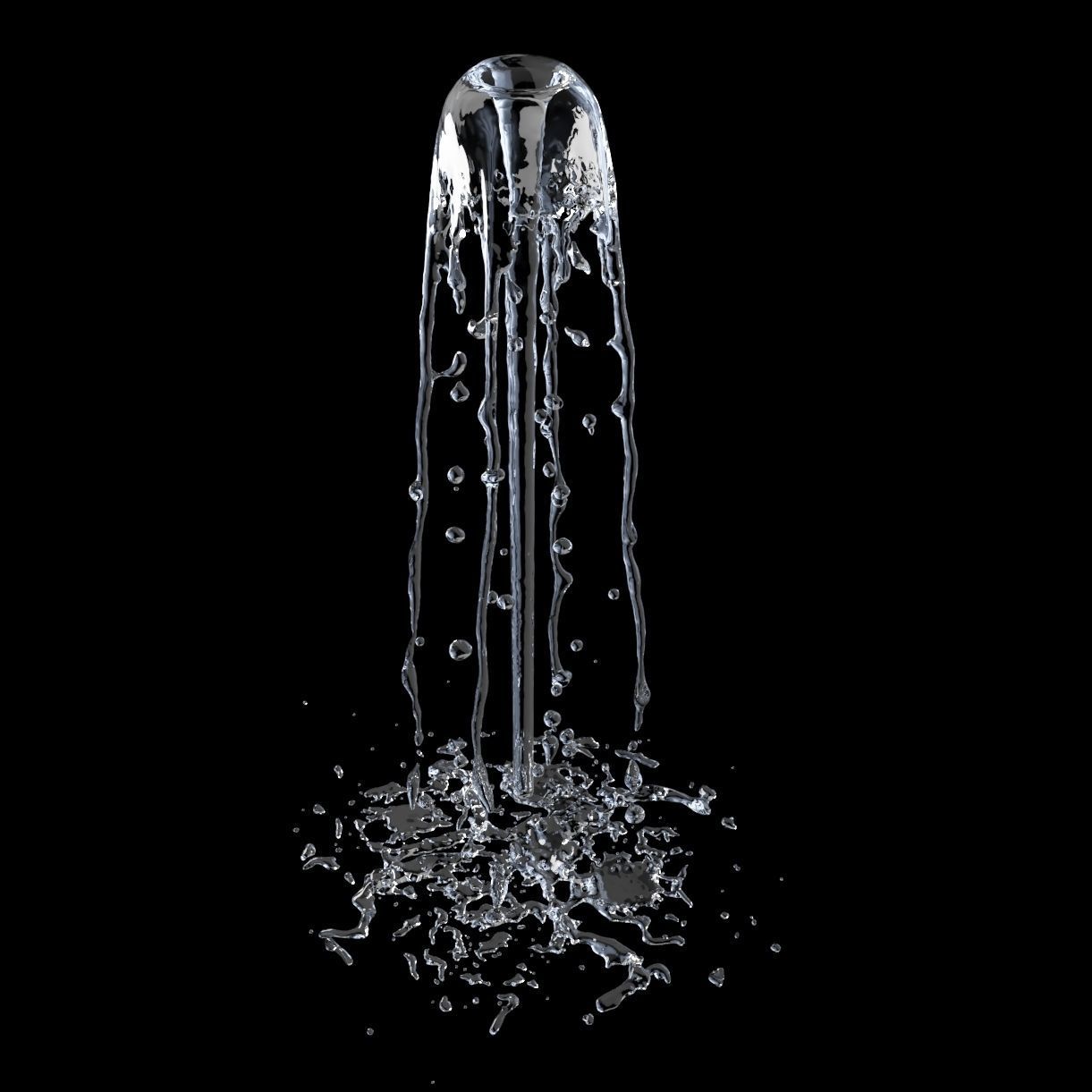Animated splashing fountain water simulation 3D model_3