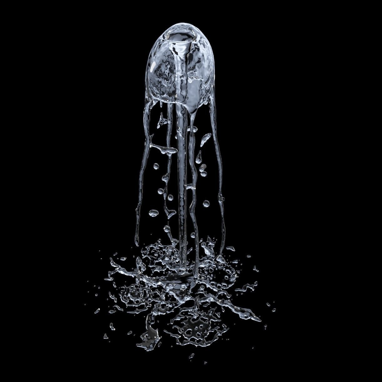 Animated splashing fountain water simulation 3D model_10