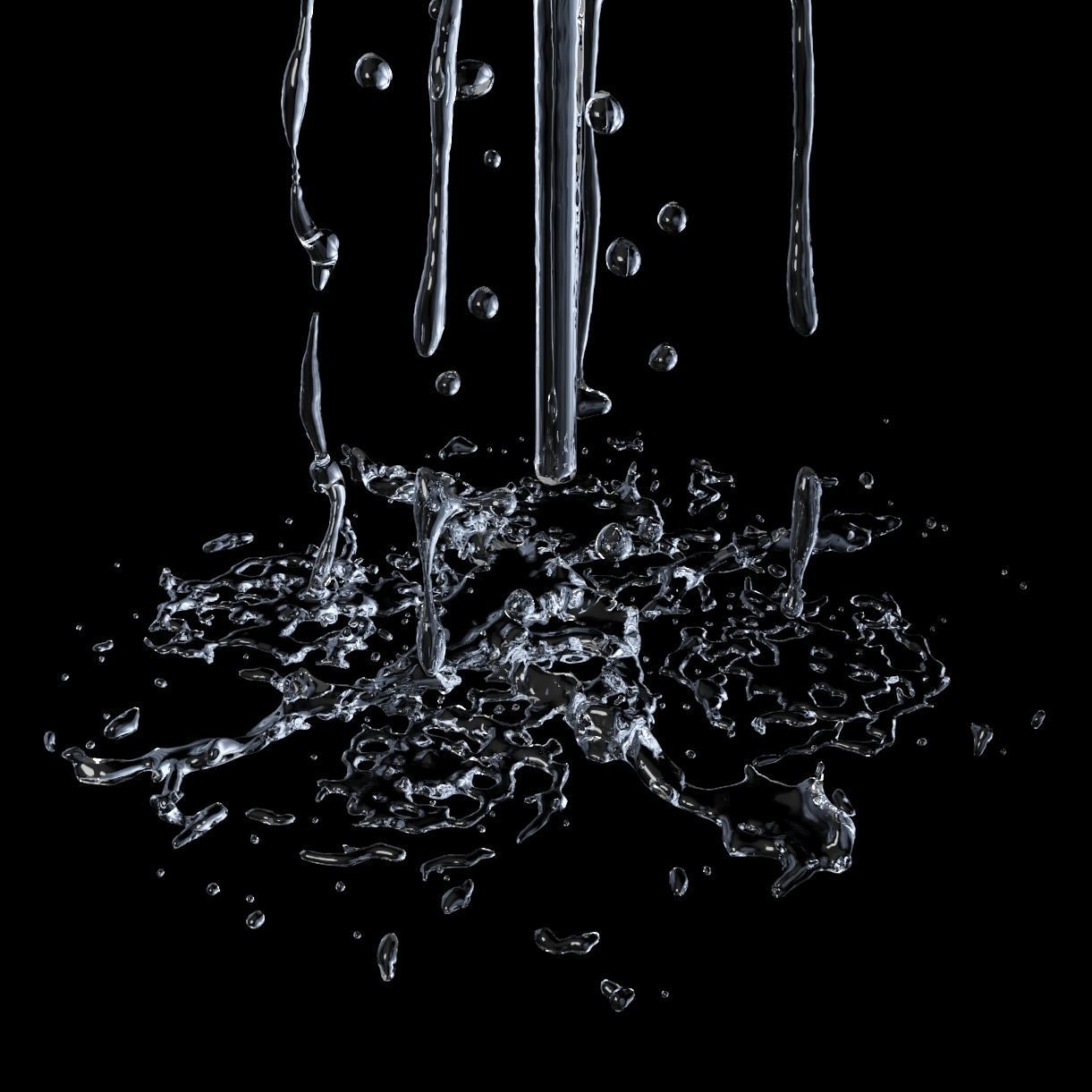 Animated splashing fountain water simulation 3D model_4