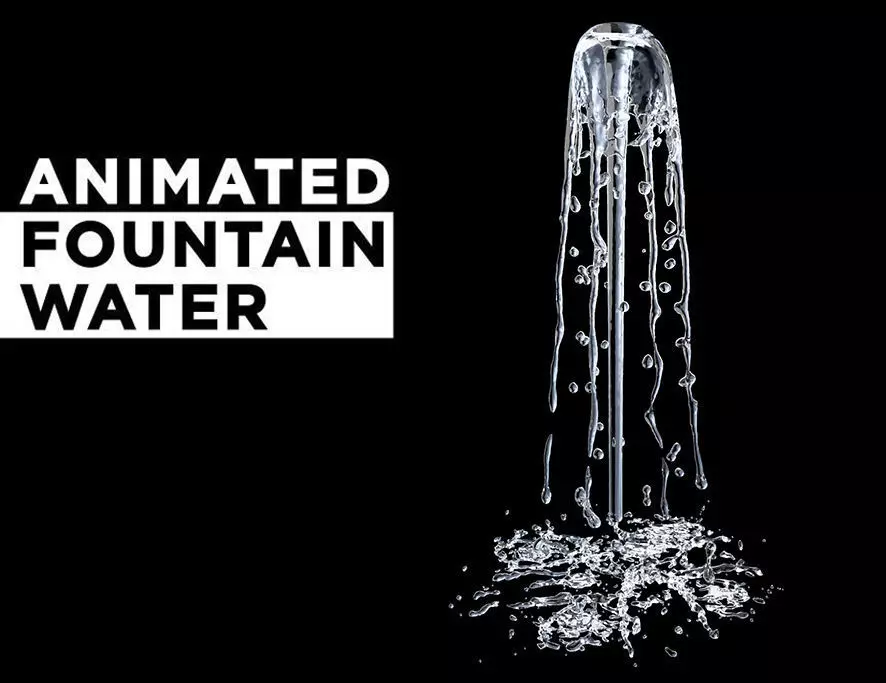 Animated splashing fountain water simulation 3D model_0