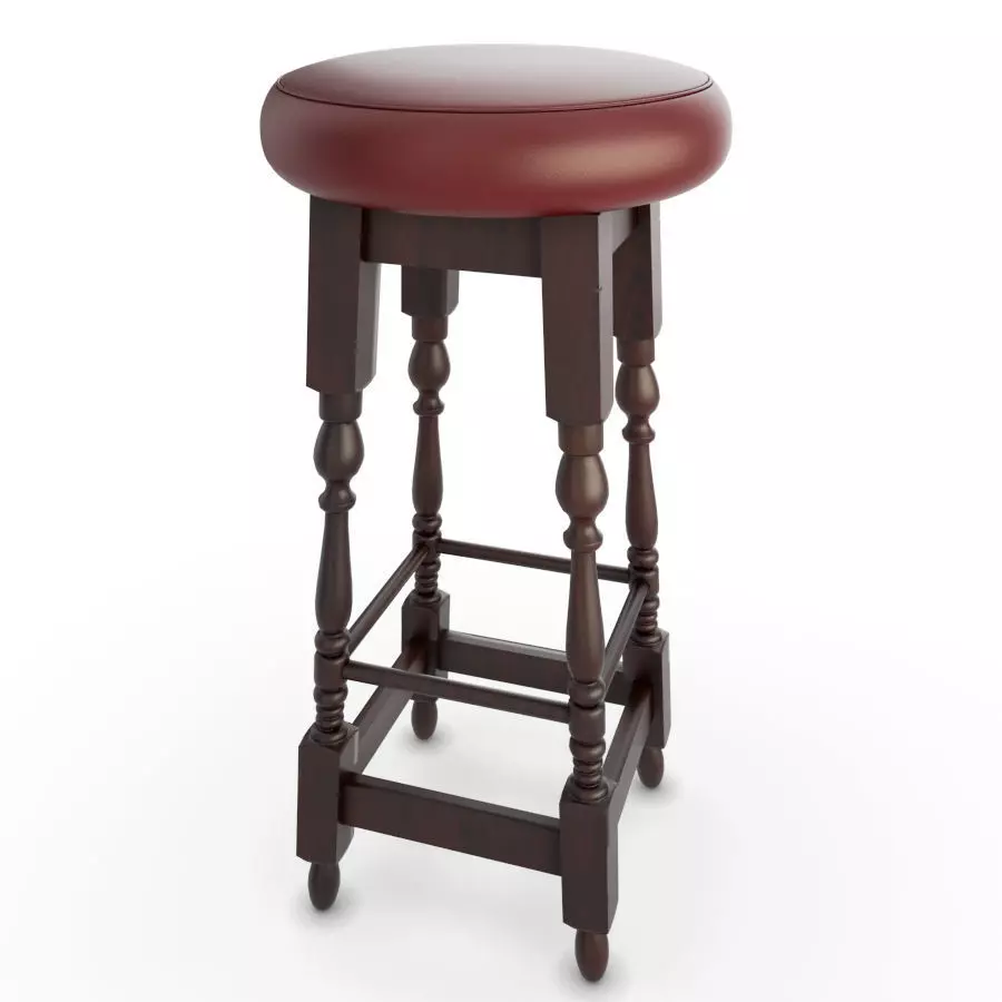 Wooden Bar Stool Pub 3D model_0
