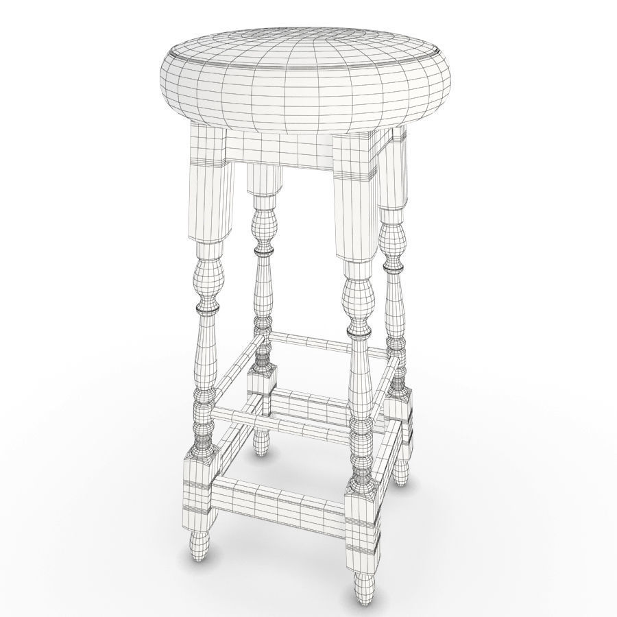 Wooden Bar Stool Pub 3D model_1
