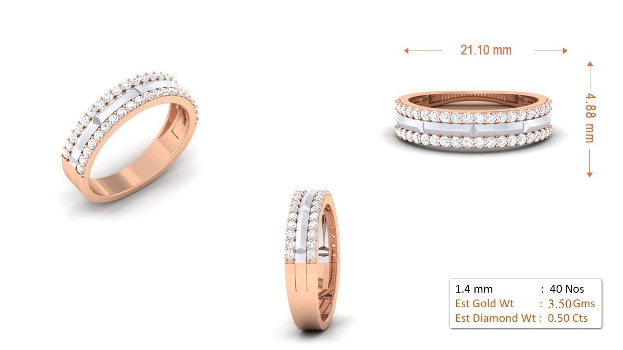 Couple Band Ring 3dm mgx render detail 3D print model_1