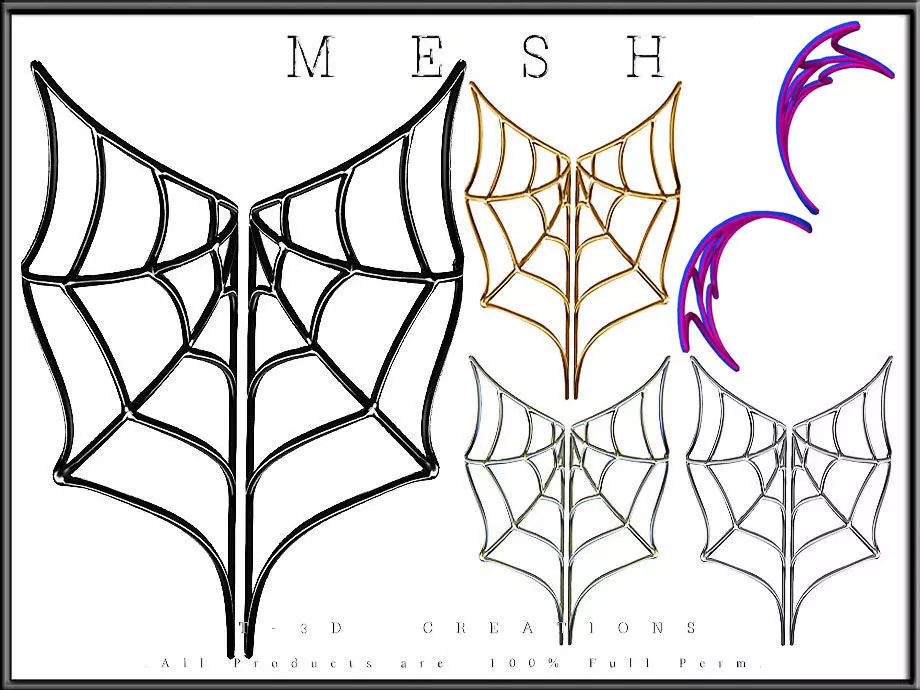 Spiderweb 02 - Curved  Low-poly 3D model_0