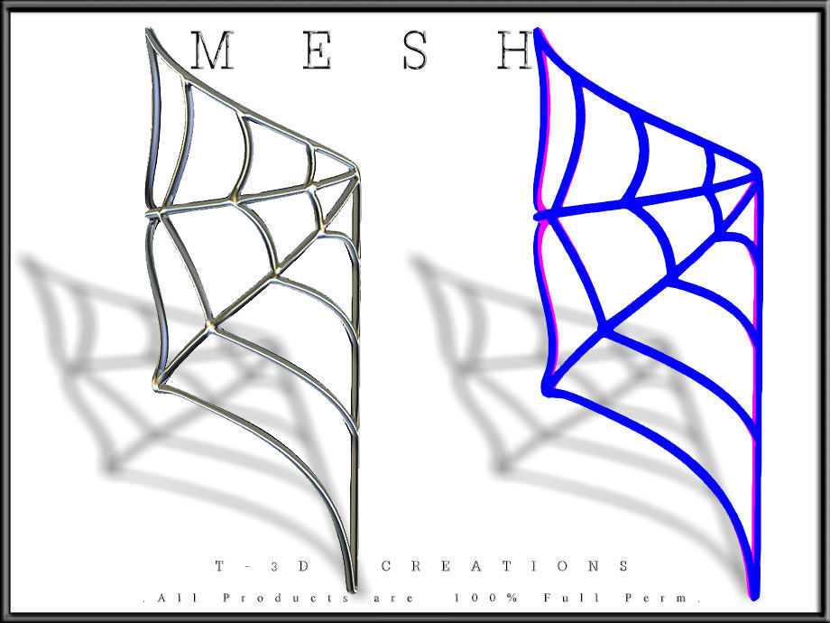 Spiderweb 02 - Curved  Low-poly 3D model_8