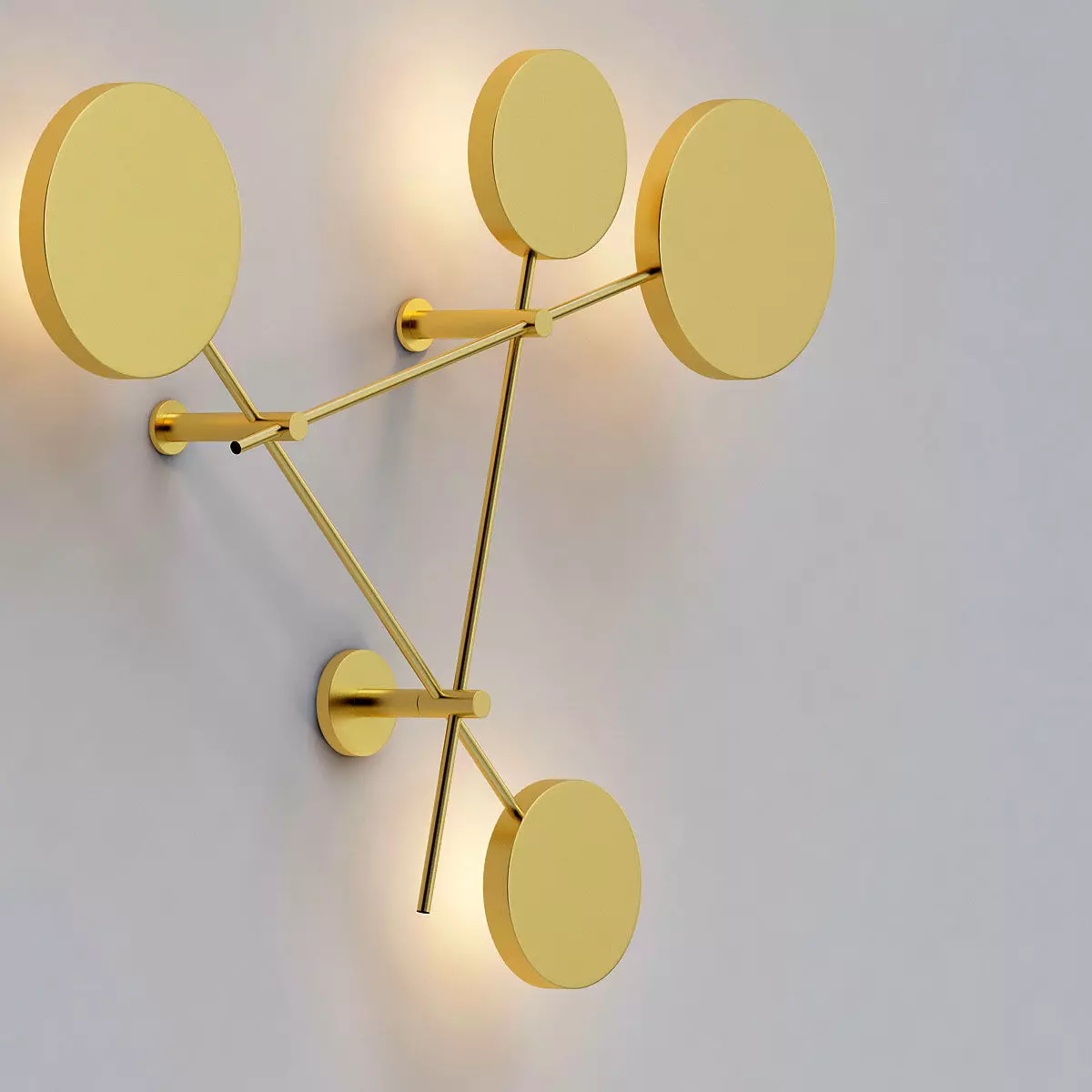 DOTOS 2 gold wall lamp with three circles 3D model_0