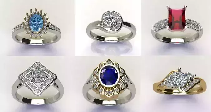 6 Design Women Rings with 3DM Details Bulk 