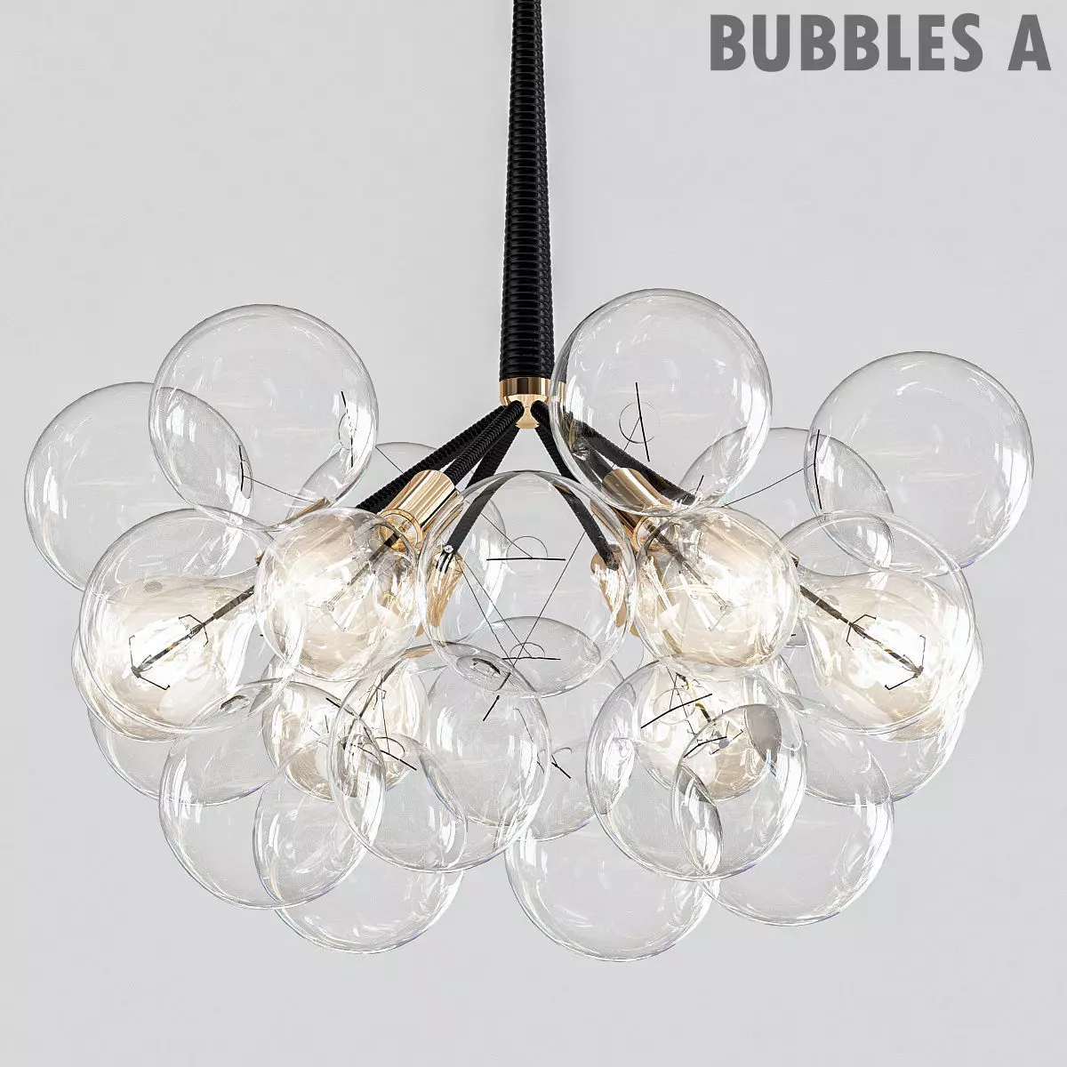 BUBBLES A chandelier with balls hanging from it 3D model